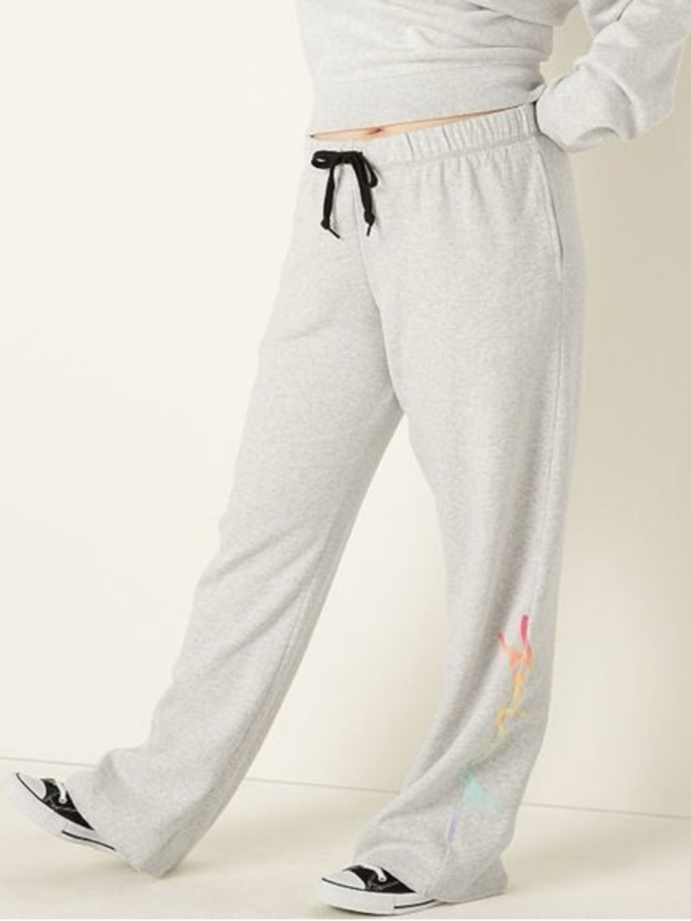 Victoria's Secret PINK Light Gray Logo Sweatpants M